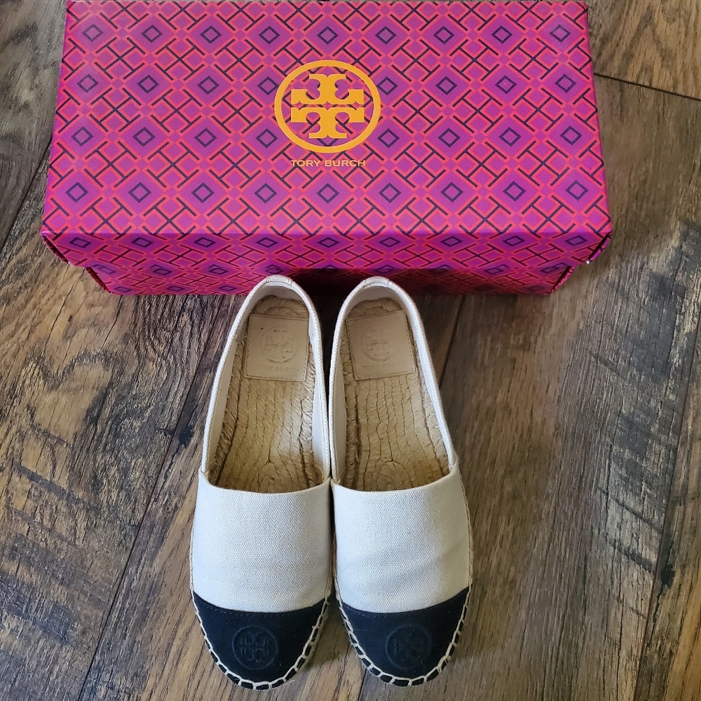 Tory Burch Color Block Canvas Espadrille Flats Si… - image 2